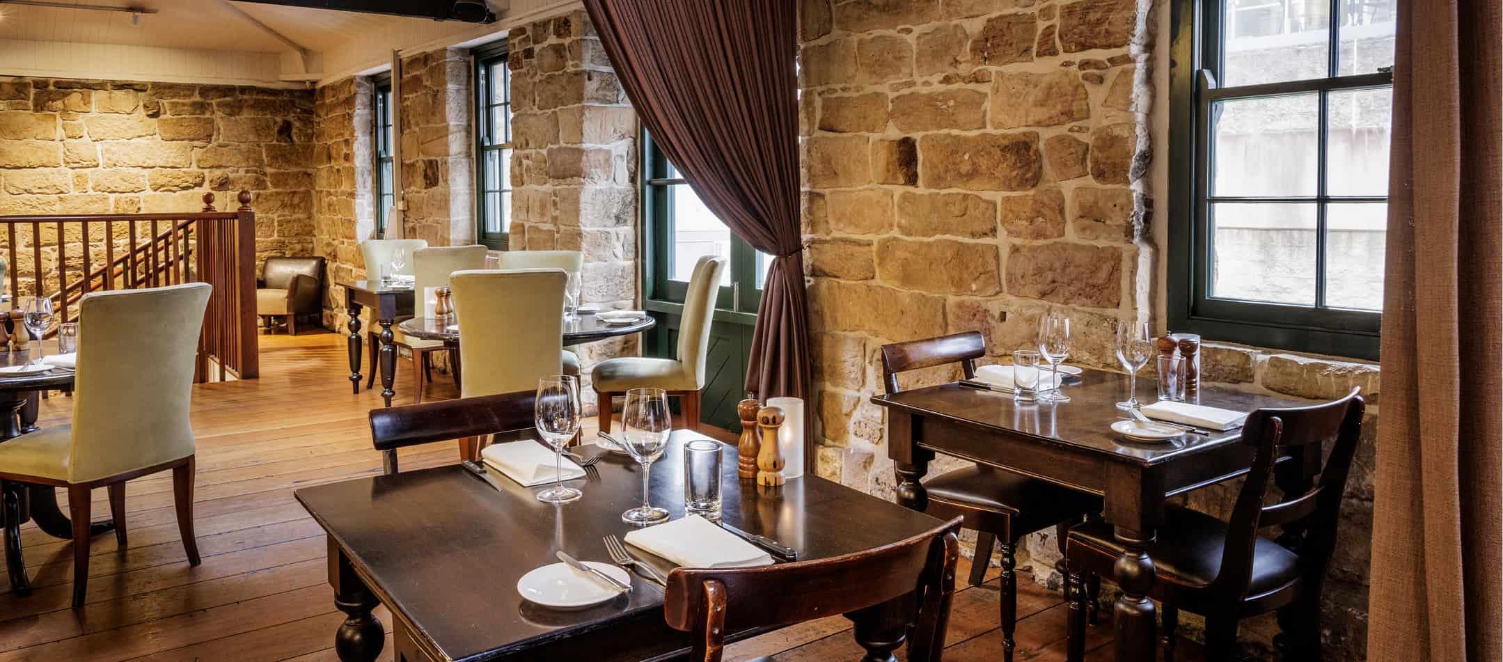 Kingsleys: Restaurant interior view with stone walls